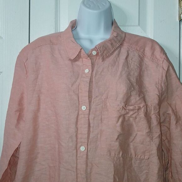 Liz Claiborne light salmon linen blend button down shirt Sz XXL NWOT - Picture 3 of 7
